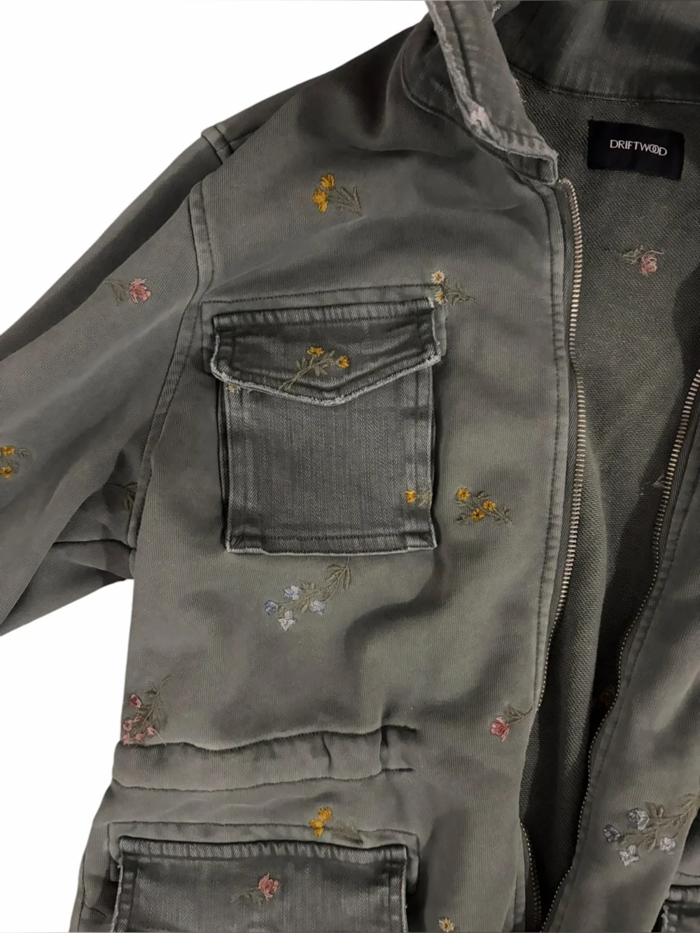 Dirty Laundry Olive Green Embroidered Cargo Pants